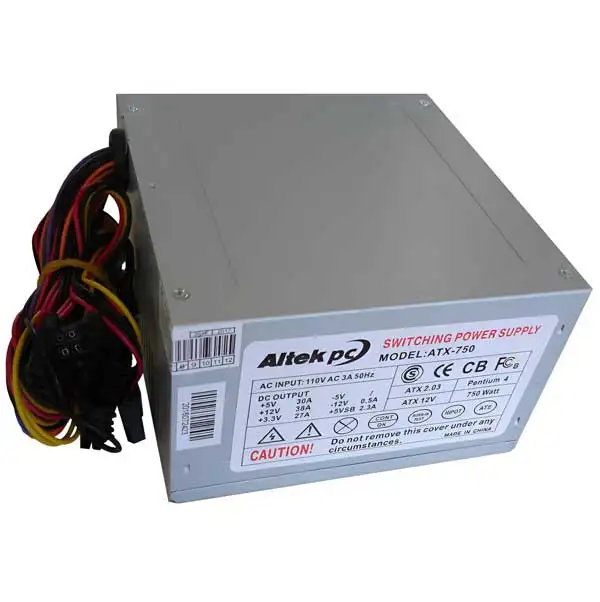 Fuente de poder ATX Altek 750W (20+4 pines, SATA/IDE)